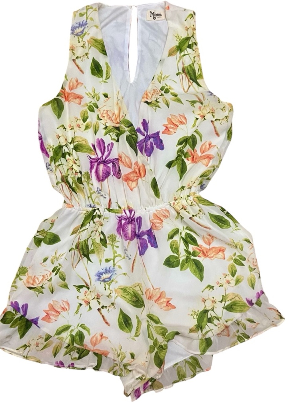 SHOW ME YOUR MUMU Riri Romper Size Small Boho Floral V-Neckline Ruffled Bohemian